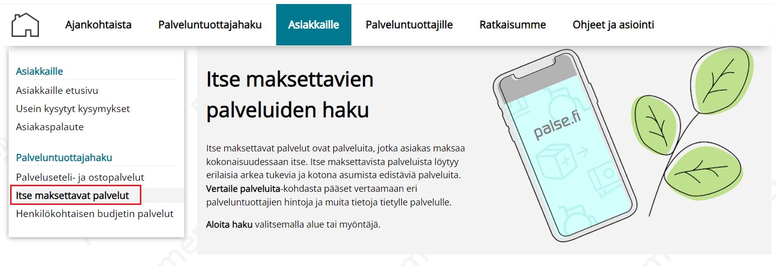 Ohje Itse Maksettavien Palveluiden Haku - Polycon